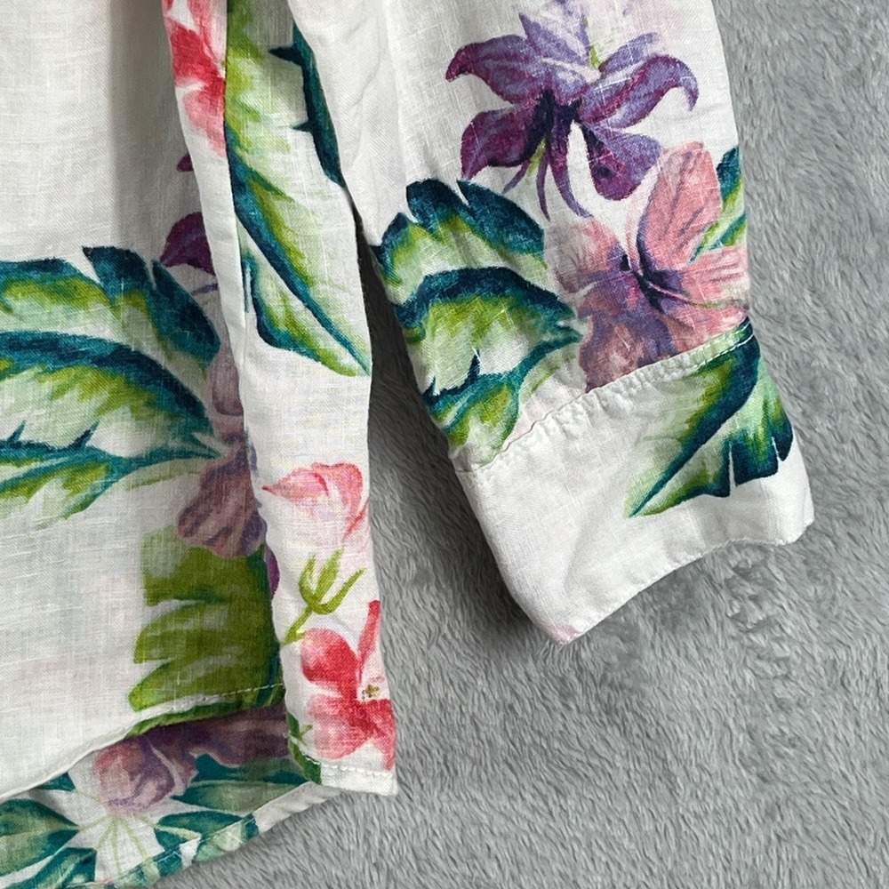 Tommy Bahama Womens XL 100% Linen Tropical Floral Beach Resort Camp Shirt Cruise - Picture 4 of 13